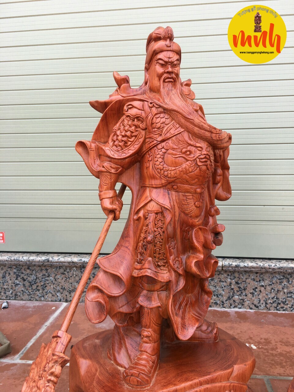 Cặp Tượng Quan Công Khổng Minh Gỗ Hương Đá Cao 50cm